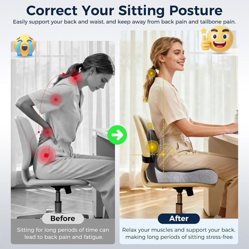 SSPATIOS Tailbone Seat Cushion, Office Chair Cushions for Relief, Seat Cushions for Office Chair with L-Shaped