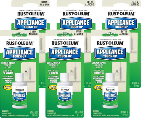 Rust-Oleum 203001 .6-Ounce Specialty Brush Bottle Appliance Touch Up, Almond, 6 Pack