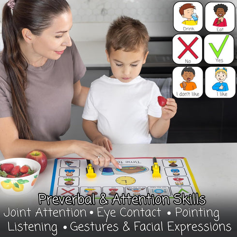 SMARTY MATS (6 Pack) Communication Speech Therapy Placemats for Autism & Non-Verbal Kids Visual Boards, ABA Therapy