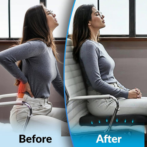 Tailbone, 17.5 14 Premium Memory Foam Gel Seat Cushion for Coccyx, Back & Sciatica Pain Relief Fits x Seats, Ergonomic