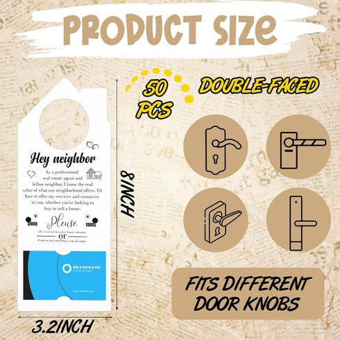 Geyoga 50 Pack Real Estate Agent Door Hangers - Business Card Design for Open House Signs, Home Dorm Office Supplies