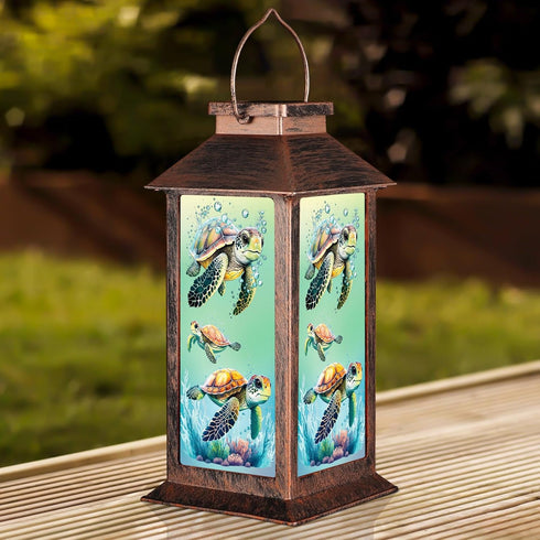 Yamodoor Gifts for Mom, Outdoor Hanging Solar Lantern Waterproof, Outside Turtle Pattern Landscape Lights for Porch