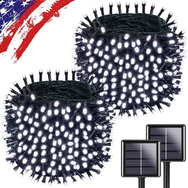 Upgrade 2Pack 500LED Solar String Lights for Outside, 180FT Solar Christmas String