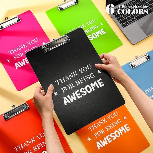 Back to School Gifts Plastic Clipboards Bulk, Thank You for Being Awesome Appreciation Gifts for Teacher (24 Pcs)