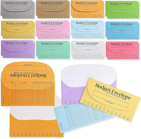 Juvale 96 Pack Bulk Budget Envelopes for Cash System, 12 Colors, Money Saving Challenge, 6.5 x 3 In