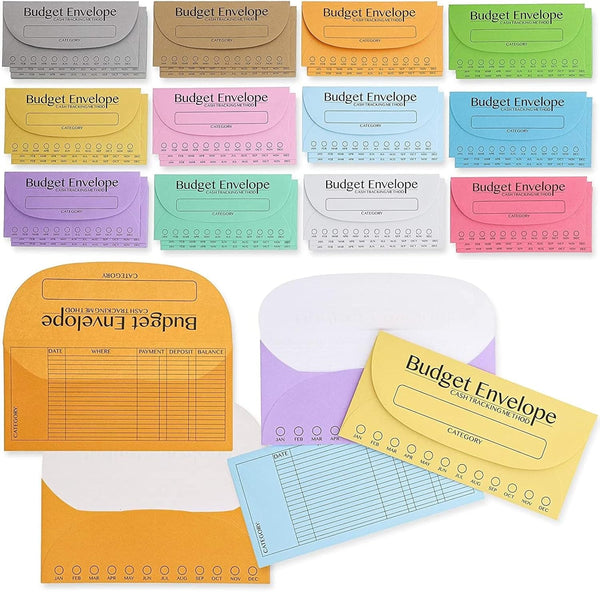 Juvale 96 Pack Bulk Budget Envelopes for Cash System, 12 Colors, Money Saving Challenge, 6.5 x 3 In