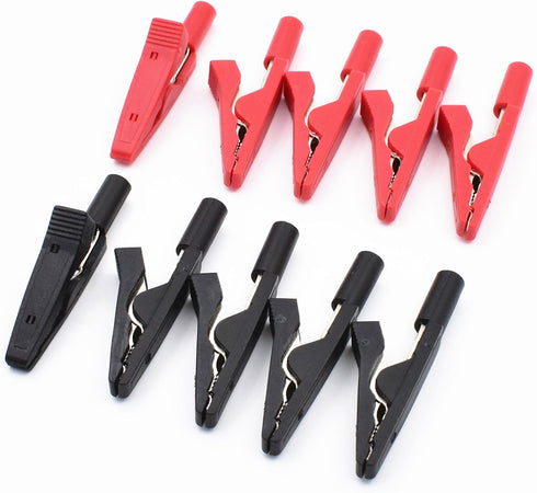 10Pcs Insulated Safety Multimeter Test Leads Red and Black with Mini Alligator Clips for 2mm Banana Plug Connector