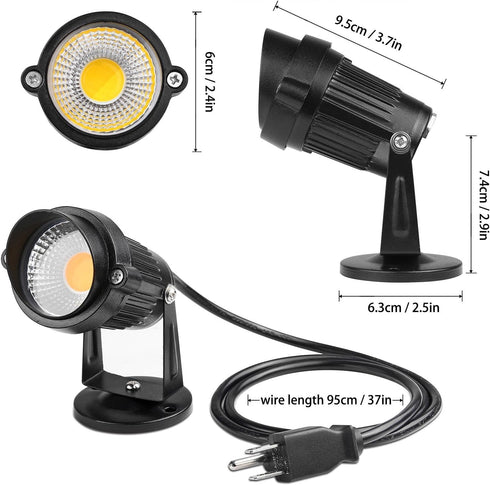 5W 110V Lemonbest LED Landscape Up Down Light White LED Decorative Spotlight Lamp with Plug for Indoor Outdoor Yard