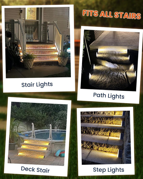 BSTOT 2pcs) 1pc) Solar Powered Step Lights for Outside Waterproof Led, Deck Outdoor Decor Stair Stairwell Lighting