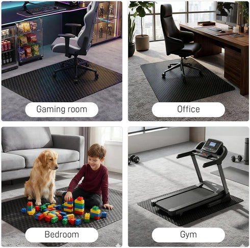 EHVTIZ 36"x48" 3D Chair Mat for Hard Floors, Geometric Textured Floor Protector, Heavy-Duty Office & Home Carpet