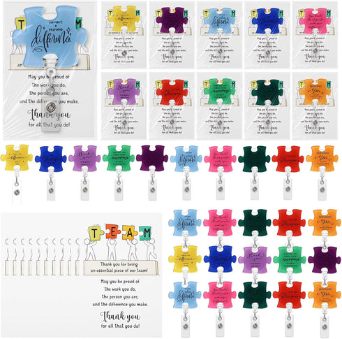 ReliThick 40 Set Employee Appreciation Gifts Bulk, Puzzle Badge Reel with Thank You