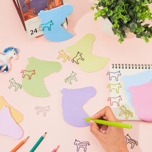 Gueevin 240 Sheets Sticky Notes and 60 Pcs Cute Paper Clips Set, Creative Self Stick Note Pads for Animal Lovers