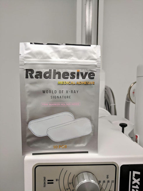 RADHESIVE 10PCS X-Ray Marker Adhesive Strips with Pink Marker Holder, Heavy Duty & Washable Medical Strips