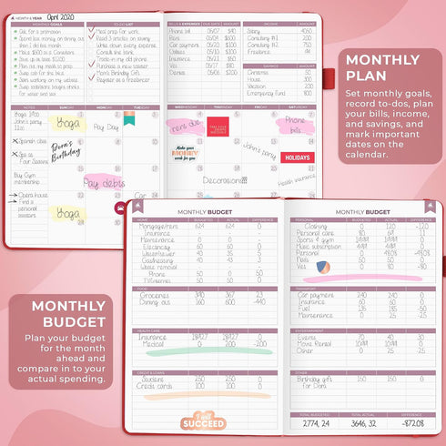 5 A5 Clever Fox Budget Planner Premium Edition Expense Tracker Notebook + Cash Envelopes, Budget Planner Organizer;