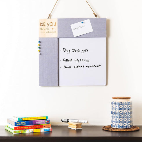 IVEI White Board Pin Board Combo, Dry Erase and Bulletin Board, 14in X 14in, All Purpose Boards