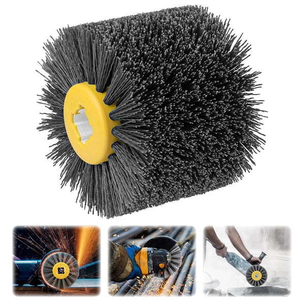 Abrasive Nylon Wire Drawing Wheel Drum Brushes, 120 Grit Polishing Brush for Wood Furniture Conditioning