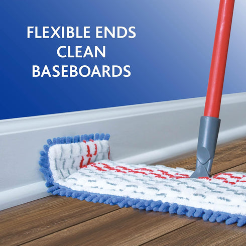 O-Cedar Hardwood Floor 'N More Mop with 1 Extra Refill, Microfiber Mop, Use Wet or Dry, Red