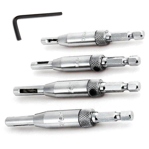 Self Centering Drill Bit Set, 4 PCS HSS Hinge Tapper Core Drill Bits, Woodworking Tools and Accessories