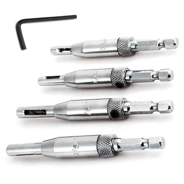Self Centering Drill Bit Set, 4 PCS HSS Hinge Tapper Core Drill Bits, Woodworking Tools and Accessories