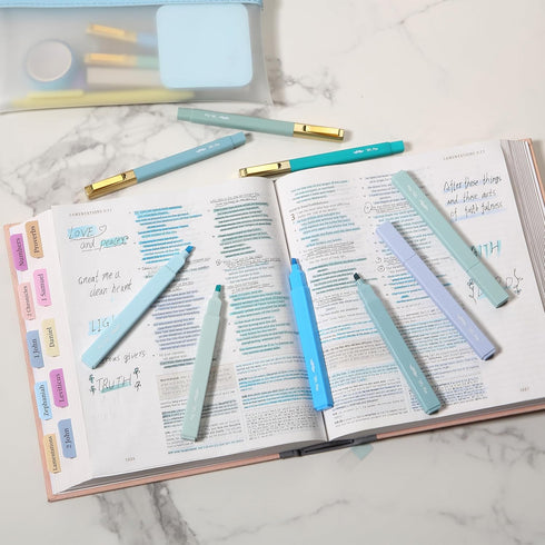 Mr. Pen Aesthetic Highlighters and Pens, 12 Pack, Forest Green Color Bible Highlighters, No Bleed Highlighter Pens for