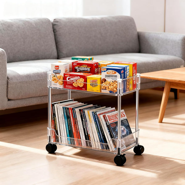 Betoveren 2 Tier Utility Rolling Cart Storage Organizer with Wheels Under Desk Mobile