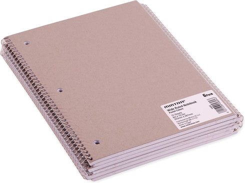 Mintra Office Spiral Notebooks - 6 Pack Pastel Wide Ruled, 70 Sheets for School and Business