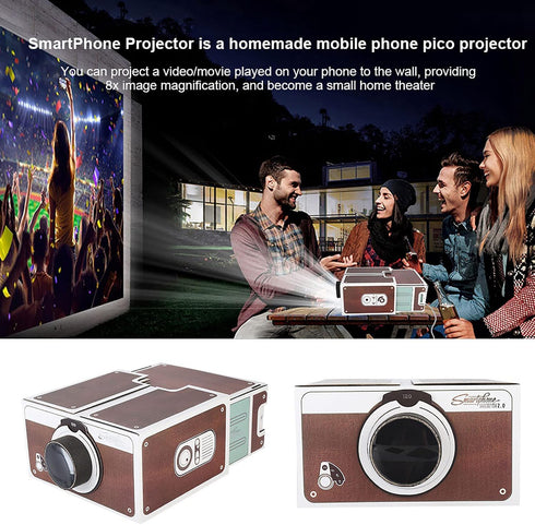 TOPINCN 8X Mini DIY Smartphone Projector, Magnification, Portable Home Cinema Mobile Phone Projector Smart Portable