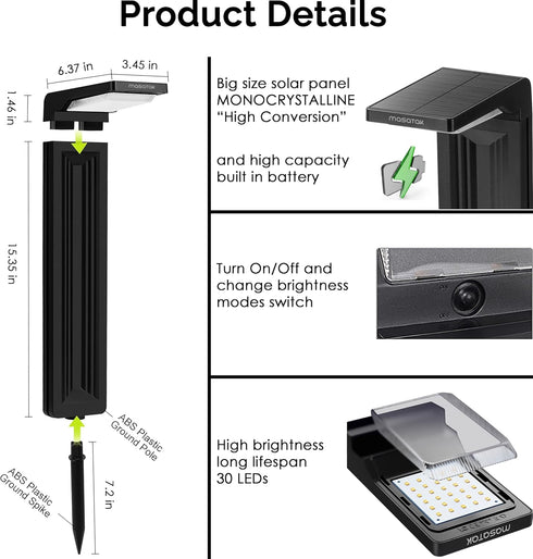 2 Pack 2 Warm White Solar Pathway Lights - Ultra Bright Waterproof Outdoor LED Lights for Garden, Walkway & Patio