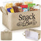 Snack Bar Organizer Basket, Burlap Fabric Snack Storage Holder with Waterproof Lining