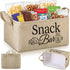 Snack Bar Organizer Basket, Burlap Fabric Snack Storage Holder with Waterproof Lining