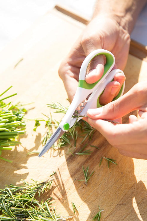 Zyliss Heavy Duty Home & Kitchen Herb Shears Scissors - White/Green, 8.5 x 4.2 x 0.4 inches with Innovative Stem