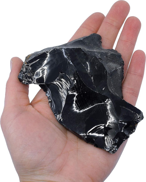 3"- EISCO Raw Obsidian, Igneous Rock Specimen - Approx. Geologist Selected & Hand Processed - Great for Science