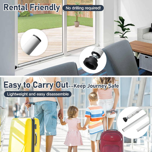 USDeikour 18-50inchs Bar,1.18Childproof Sliding Glass Door Lock - Adjustable Sliding Door Security Bar&Window Security