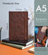Brown Leather Hardcover Lined Journal Notebook for Men Women, 200 Numbered Pages, A5 Size with Pen