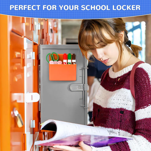 Magnetic Dry Erase Marker Holder, Magnetic Pen Holder for Fridge, Whiteboard Marker Holder, School Office Home, Orange