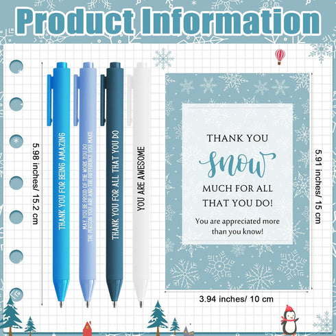 Sayglossy 150 Pcs Winter Snowflake Ballpoint Pens Gifts Bulk Employee Appreciation Gifts Inspirational Pens with Thank