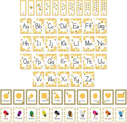 Bee Theme Bulletin Board Decoration, Educational Cards for Toddlers, Honeycomb Flash Cards for Preschool