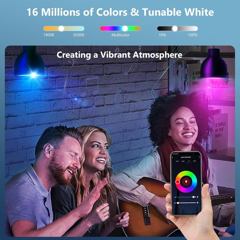 Bulbs, 10W (100W Bulbs A19 E26 900LM 4Pack OHLUX Smart WiFi & Bluetooth Alexa Light Equivalent) Color Changing Light