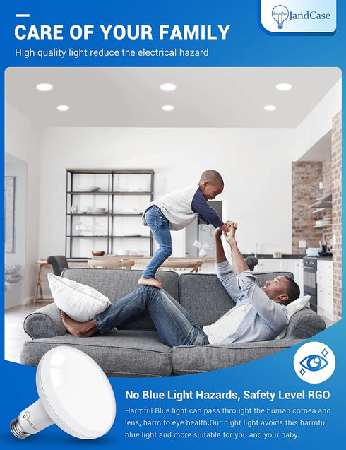 JandCase BR30 LED Flood Light Bulbs, Indoor Flood Light, E26 Base, Dimmable, 11W (65W Equivalent), 5000K Daylight