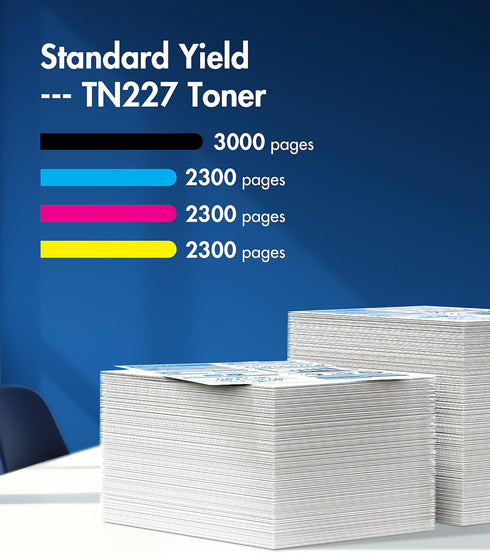TN227 High Yield Toner Cartridge 4 Pack Replacement for Brother TN-227, Compatible with MFC-L3770CDW, HL-L3290CDW