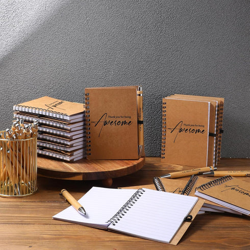 Honoson Inspirational Spiral Notebooks with Pen Set, 4 x 6 Inch, Thank You Gifts for School Teacher Employee