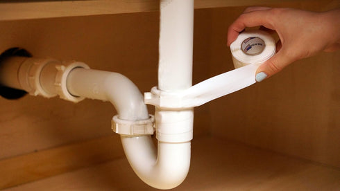 Self-Fusing Silicone Leak Sealing Wrap for Under Sink Drain Pipe, PVC White