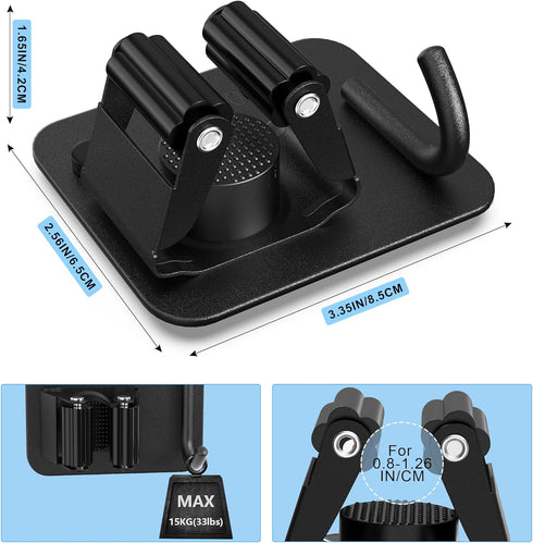 4 Pack Stainless Steel Broom Holder Wall Mount - Heavy Duty Utility Rack for Home, Kitchen, Garage Organization (Black)