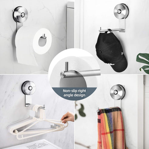 YOHOM Suction Cup Toilet Paper Holder Bathroom Hooks for Towel Wall Mounted Toilet Roll Holder Tissue Paper Towel