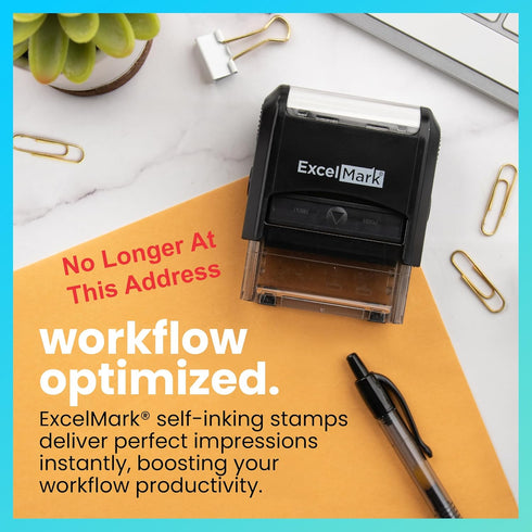 ExcelMark NO Longer at This Address Self Inking Rubber Stamp - Red Ink (A1539)