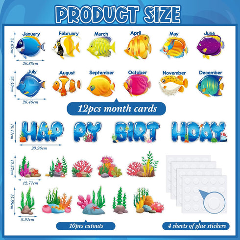 Under The Sea Birthday Bulletin Board Set Ocean Theme Classroom Decorations Sea Animals Tropical Fish Paper Cutouts Wall Decor for Back to School Happy Birthday Calendar Chart Teacher Supplies by Pasimy