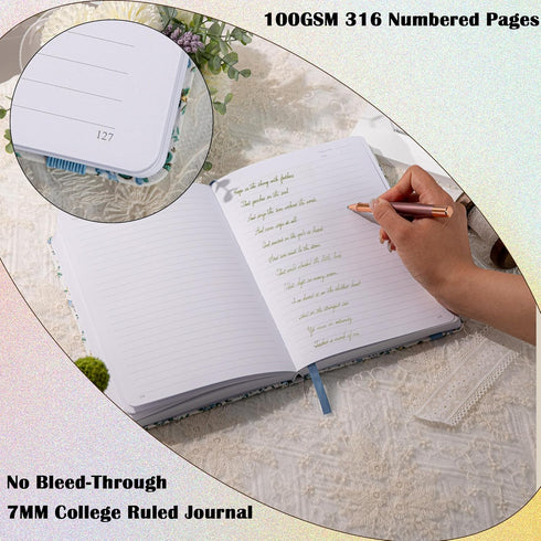 TIEFOSSI Lined Journal Notebook, A5 College Ruled, 316 Numbered Pages Thick Paper for Work Home School