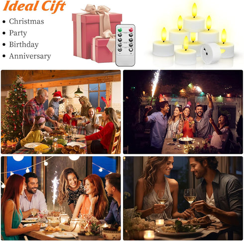 Dimmer, (6PCS-Charging Rechargeable Tea Lights with Remote Timer & USB Flickering Battery Operated Flameless Candles