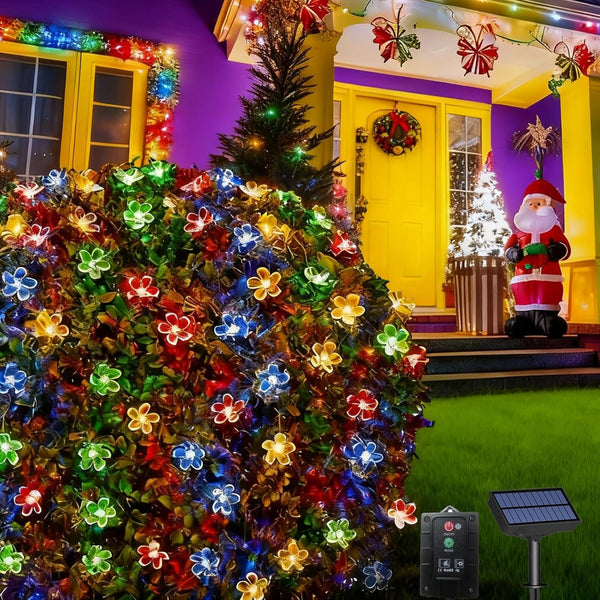 Outdoor Solar Powered Flower String Lights, 100 LED Multicolored Waterproof Cherry Blossom