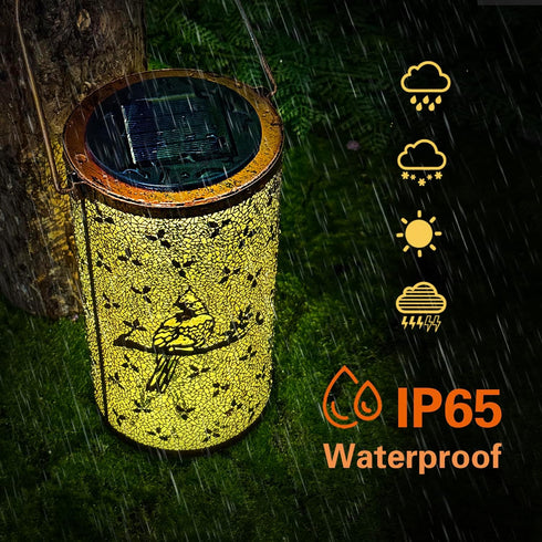 Cardinal Solar Lanterns Outdoor Waterproof Hanging Solar Lights Cardinal Gifts for Women Men Metal Bird Decorative LED